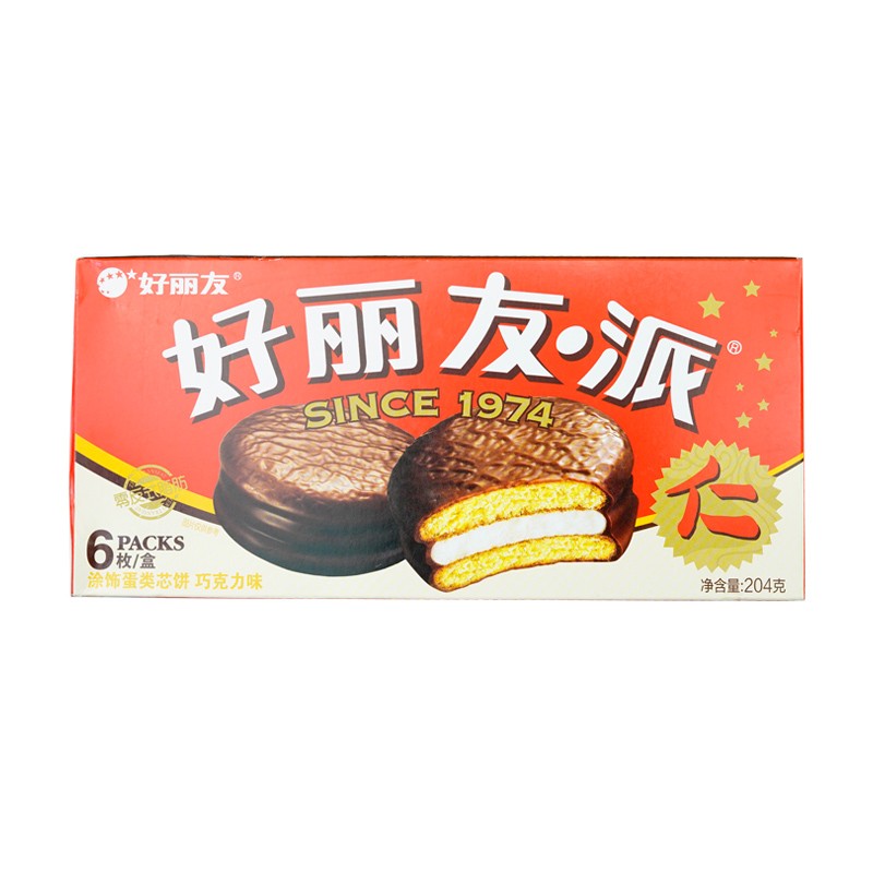 商品百集纳【休闲食品】好丽友巧克力派 204g/盒